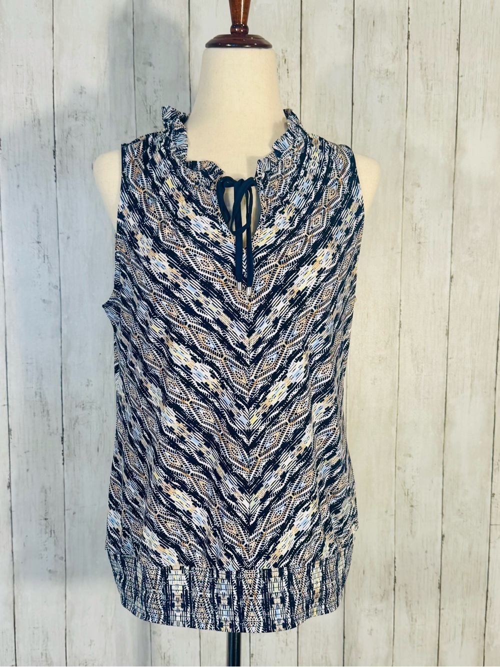 White House Black Market | Sleeveless Printed Blouson Top | Medium